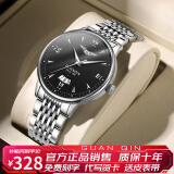 冠琴（GUANQIN）新款手表男士全自动机械表防水夜光商务男表瑞士品质多功能腕表 单日历-本色黑面