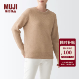 无印良品 MUJI 女式 含牦牛绒骆驼绒圆领毛衣 长袖针织衫秋 冬季 米色 XS-S 155/80A