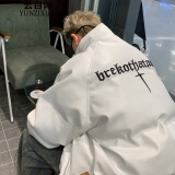 云自闲美式潮牌PU皮棉服男外套男冬季加厚棉衣宽松羽面包绒服男士棉袄 白色2311 XL（推荐体重130-150斤）