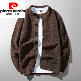 皮尔卡丹（pierre cardin）男装雪尼尔加厚毛衣男士针织衫开衫2024春秋韩版外穿潮流 棕色 175/L