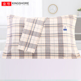 金号（KING SHORE）纯棉提缎绣花枕巾2条装  情侣枕巾一对装 全棉加厚款枕头巾 2095款棕色2条