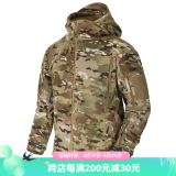 赫利肯爱国者连帽重磅抓绒衣男秋冬季防风保暖外衣休闲加厚夹克外套 经典迷彩（带帽） XL (高180-190cm 重190-200斤)