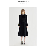 LULUALWAYS我爱露露24冬季新款时髦气质淑女高腰伞裙长款半身裙女 黑色 L
