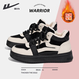 回力高帮女鞋2025新款秋冬季新款爆款加绒加厚二棉鞋子女休闲运动板鞋 米黑色/经典百搭【加绒保暖】 39