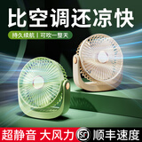凌联桌面小风扇办公室小型迷你usb充电便携式随身超静音工位强力台式电扇学生宿舍床头大风力2025新款 苍岭绿【15000M】智能五档｜氛围小夜灯