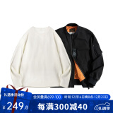 马登工装 美式复古MA-1飞行员夹克休闲棒球服短款外套春秋男潮痞帅 黑色MA1+米白长T L