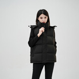 BOBBY BIZZ95%白鹅绒泡芙连帽羽绒马甲纯色背心加厚短款女羽绒服2025冬季新 黑色 L (160) （125-140斤）