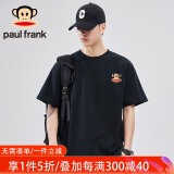 大嘴猴（paul frank）短袖t恤男2024潮牌简约印花宽松男装t恤纯棉重磅240g黑色3XL