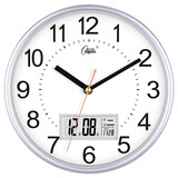 康巴丝（Compas）挂钟走时客厅办公室钟表挂墙简约创意时钟时尚石英钟现代挂表 c3221Y日历闪银(23*23cm)