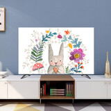 家工场电视机防尘罩套盖巾挂式55英寸75寸开机不取防尘电视盖布挂式通用 小兔子 75英寸