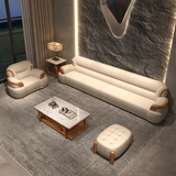 新中式乌金木真皮沙发客厅组合 大小户型直排1234位转角实木沙发 直排3.2米