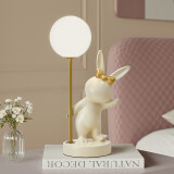 凡丁堡（FANDBO）兔子台灯卧室床头灯儿童房可爱书桌装饰摆件创意结婚生日礼物 奶白色台灯 （乳白灯罩）+三色变光