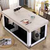 爱之然新款电炉罩套长方形烤火桌防水皮罩取暖桌子茶几桌面防油桌布皮套 米白色0.6压边款 138(140)*75cm