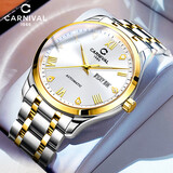 嘉年华（CARNIVAL）瑞士品牌十大名表手表男士全自动机械表防水送男友父亲情人节礼物 钢带间白-8121-进口机芯