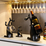 初见 北欧红酒架摆件酒柜装饰品实用创意工艺品家居软装乔迁新居礼品 辛格力一家三口酒架+写贺卡