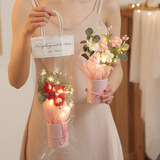 京东鲜花编织毛线花束桶车载摆件身生日礼物女生送女友闺蜜员工伴手礼实用