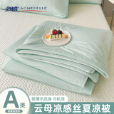 安睡宝（SOMERELLE）A类冰丝夏被空调被子 夏凉被四件套丝滑凉感单双人薄被子 水绿 1.5m床笠夏被四件套-夏被2.0x2.3
