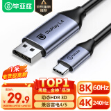 毕亚兹 Type-C转DP1.4线 雷电4/5转接头USB-C转换器扩拓展8K60/4K/240投屏笔记本电脑手机iPad平板 1米