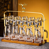 禾达拉高档白酒杯套装轻奢家用金箔金山分酒器酒具套装 透明款10壶10杯+麋鹿杯架