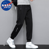 NASA MARVEL官方联名休闲男裤夏秋新款运动休闲舒适亲肤潮流学生不起球宽松 黑色束口 M-（90斤-110斤）