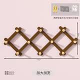 百目源衣架可伸缩原木衣架伸缩衣帽架进门挂衣钩免打孔挂钩实木排钩墙上 10钩胡桃色-实木【加宽加大款】