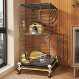 宠趣汇龙猫松鼠笼子柜笼超大号多层加密家用大别墅花枝鼠密袋鼬专用笼子 带轮2层【37_37_82】 基础款【托盘+爬梯+笼子】