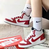 耐克（NIKE）官方休闲鞋女鞋 春季高帮透气运动鞋简版空军一号耐磨学生板鞋 芝加哥白红/高帮 36.5