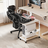 赛途电竞主机车电脑主机托架多层落地打印机置物架台式机电脑主机箱架 移动主机车架枫木白色【送挂篮*2+全包鼠标垫】