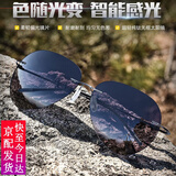 梵卡勒日夜两用偏光太阳镜男士墨镜无框超轻记忆钛开车专用防紫外线眼镜 黑腿+变色镜片【日夜两用】