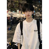 OEMG 短袖男夏季新款潮流牌圆领棉宽松t恤美式复古百搭半袖百搭上衣服 白色 L [建议105-120斤]