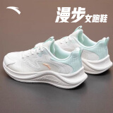 安踏漫步运动鞋女鞋2025夏季皮网面透气轻便防泼水软底耐磨跑步鞋子女 漫步网面|象牙白/绿252-1 40