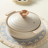 onlycook家用双耳汤锅桌上锅电磁炉可用煲汤专用炖锅小火锅火锅锅 奶白上桌锅 18cm