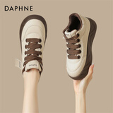 达芙妮加绒加厚棉鞋女冬季新款时尚百搭休闲鞋女运动厚底面包鞋板鞋女 米咖色加绒 38