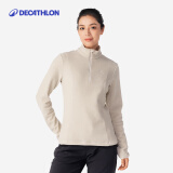 迪卡侬（DECATHLON）户外透湿抓绒女加厚摇粒绒抓绒衣保暖外套冲锋衣内胆MH100 MH100半拉链-淡咖色 L