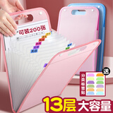 离草 试卷收纳袋文件袋文件夹试卷夹卷子收纳袋风琴包分类收纳册 粉色