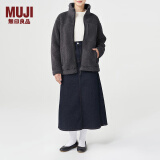 无印良品 MUJI 男女通用 羊羔绒 拉链夹克 毛绒加绒厚外套 秋冬季 深灰色 XXS-XS