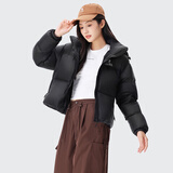 骆驼黑钻3.0短款羽绒服女装冬新款保暖防风连帽羽绒外套面包服S