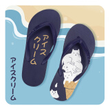 速浪（Surfaster）男士人字拖潮牌夹脚拖鞋沙滩个性防滑夏季外穿 冰激凌猫45