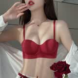 Glambody MAGIC NATURAL LINE红色内衣女小胸聚拢半杯显大无痕内衣文胸结婚新娘龙本命年682331 酒红色 S （适合70AB）
