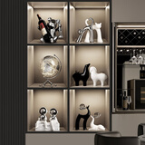 贝汉美（BHM）酒柜装饰品摆件工艺品轻奢高档大气暴力熊客厅电视柜玄关餐边柜 【6件套B】不含酒瓶