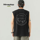MMOPTOP纯棉背心男士夏季运动休闲印花无袖坎肩宽松打底衫女MB02黑色XL