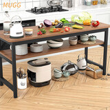 木格格 MUGG厨房专用桌桌子置物架落地长条切菜台极窄边柜切菜桌小架子工作台 黄梨木色双层长80深40高74