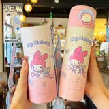 GULOO儿童保温杯库洛米女孩高颜值316不锈钢学生上学专饮用吸管水杯子 美乐蒂【送杯套+3d贴】 520ml