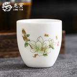 龙寅茶杯陶瓷素烧品茗杯茶具大号主人杯家用喝茶个人杯功夫茶具 素烧杯-兰花款