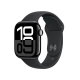 Apple Watch Series 10 智能手表46毫米亮黑色铝金属表壳黑色运动型表带M/L【GPS】