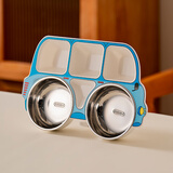 onlycook宝宝巴士汽车儿童餐盘304不锈钢分格盘子家用分餐盘餐具-蓝色