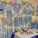 京唐 气球雨丝流苏拉花生日派对布置背景墙彩条拉花银色2条装