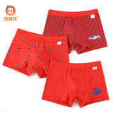 恒源祥儿童内裤男童本命年大红裤平角裤中大童学生鸿运四角裤3条装 男童大白鲨 165建议身高155-165体重75-85斤