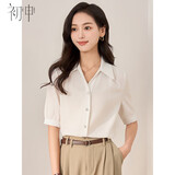 初申夏季短袖衬衫女职业休闲白衬衫设计感通勤衬衣S13JC1794 XL
