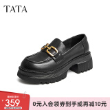 他她（TATA）高跟乐福鞋女厚底小皮鞋英伦风单鞋春GOK02AA4 黑色 40